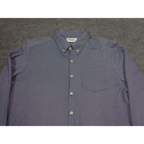 Ministry of Supply Shirt Men 2XL White Blue Gingham Plaid Stretch Button Down - Picture 3 of 10
